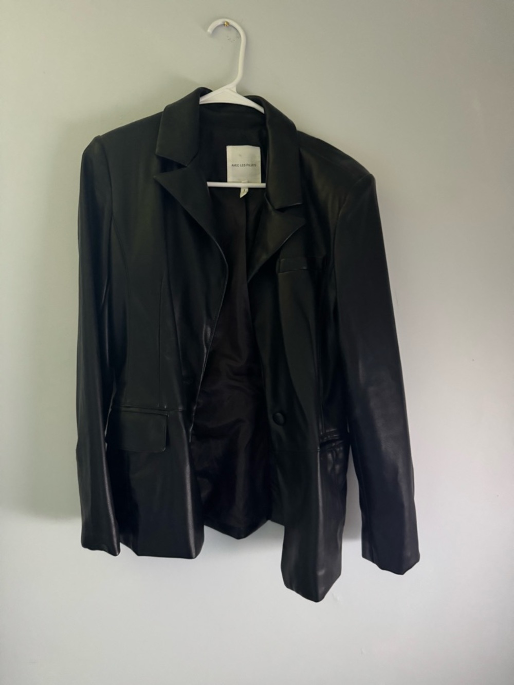 Avec Les Filles Black Leather Blazer